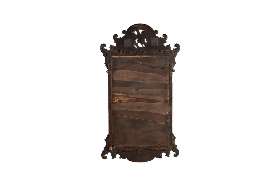 A GEORGE II WALNUT FRETWORK WALL MIRROR - Image 3 of 3