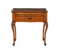 A WALNUT AND CROSSBANDED DRESSING TABLE IN QUEEN ANNE STYLE