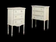 A MATCHED PAIR OF PAINTED WOOD BEDSIDE TABLES IN FRENCH EARLY 19TH CENTURY TASTE