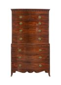 A GEORGE III MAHOGANY CHEST ON CHEST