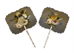 A PAIR OF PAPIER MACHE HAND SCREENS