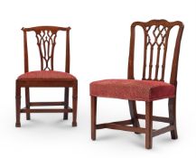 TWO SIMILAR GEORGE III MAHOGANY SIDE CHAIRS, LATE 18TH CENTURY,POSSIBLY IRISH