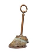 A 19TH CENTURY BRASS MOUNTED HORSE HOOF