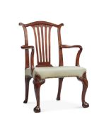 A GEORGE III MAHOGANY ARMCHAIR
