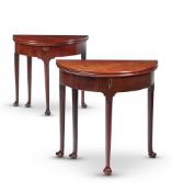 TWO SIMILAR GEORGE II MAHOGANY TEA TABLES, CIRCA 1740