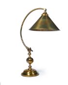 A MODERN BRASS ADJUSTABLE READING LAMP