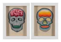 JO HARRIS (20TH/21ST CENTURY), ABSTRACT SKULLS, A SET OF SIX