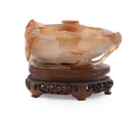 A Chinese carved agate water pot
