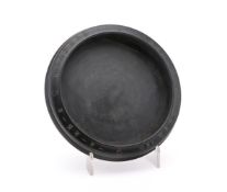 A Chinese circular zitan wood tray