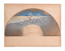 A group of eight Japanese Fan paintings in ink and colours on paper