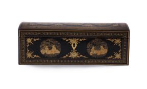 A Chinese Export lacquer gold painted casket