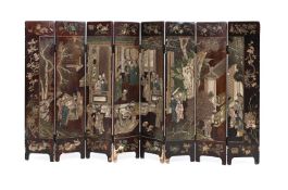 A Chinese eight-panel coromandel lacquer screen