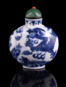 A Chinese blue and white 'Dragon' snuff bottle