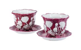 A PAIR OF MINTON NEW STONE (BEST BODY) JARDINIERES AND STANDS