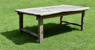 A HARDWOOD GARDEN TABLE