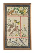 A LARGE INDIAN SILK PAINTED PANEL