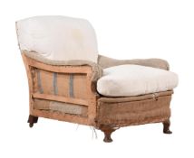 A WALNUT ARMCHAIR FRAME