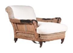 A MAHOGANY ARMCHAIR FRAME