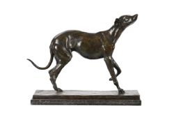 λ PHILIP BLACKER (b. 1949), A LIMITED EDITION BRONZE MODEL OF A GREYHOUND