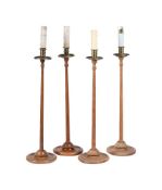 TWO PAIRS OF TURNED WOOD TABLE LAMPS