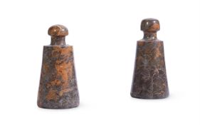 A PAIR OF CORNISH SERPENTINE DOOR STOPS, FIRST HALF 20TH CENTURY