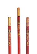 TWO GEORGE V CORONATION BATONS, DATED 1911