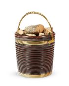 AN IRISH GEORGE III MAHOGANY AND BRASS MOUNTED PEAT BUCKET, SECOND HALF 18TH CENTURY
