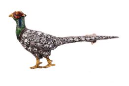 AN EARLY 20TH CENTURY DIAMOND SET PHEASANT BROOCH, CIRCA 1910