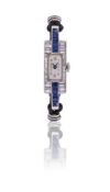 AN ART DECO DIAMOND AND SAPPHIRE COCKTAIL WATCH CIRCA 1930