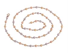 A THREE COLOUR BEADED CHAIN