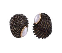 SEAMAN SCHEPPS, A PAIR OF SEA SHELL, MABÉ PEARL AND GOLD COLOURED EAR CLIPS