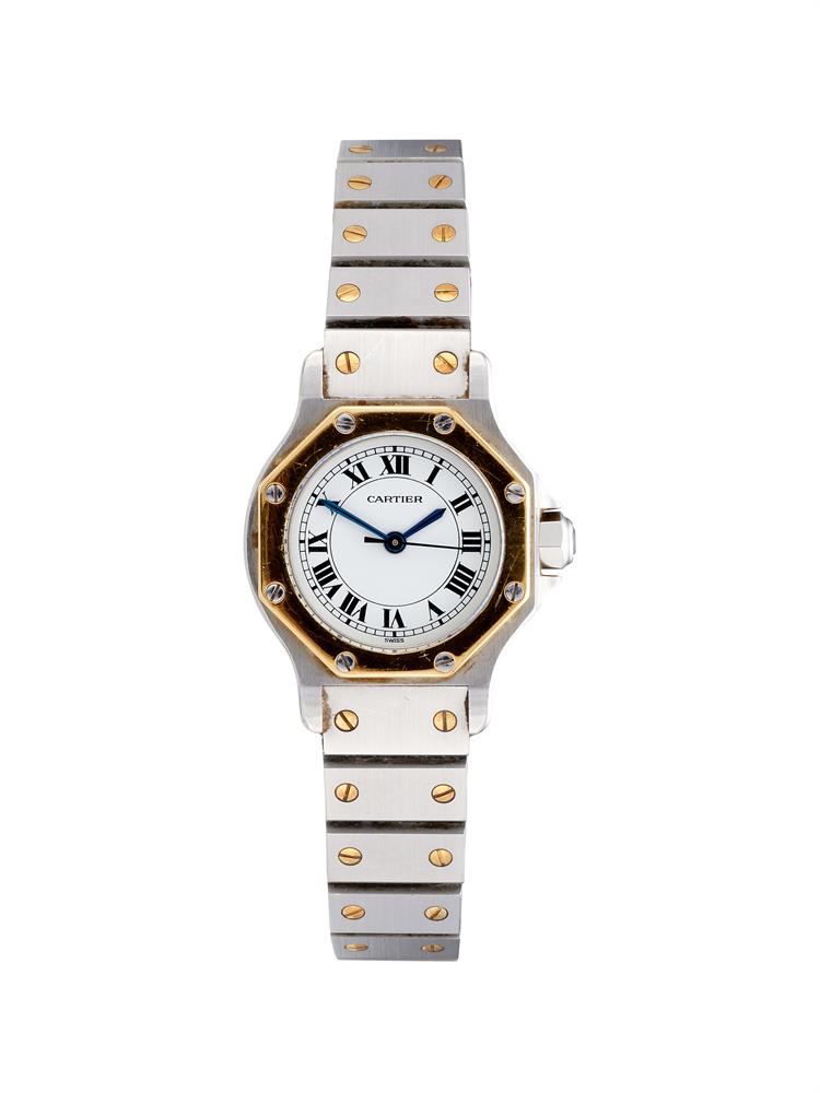 CARTIER, SANTOS RONDE, A LADY'S BI-METAL BRACELET WATCH