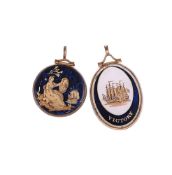NELSON INTEREST: A GLAZED LOCKET PENDANT OF HMS VICTORY AND A MOURNING LOCKET PENDANT, CIRCA 1805