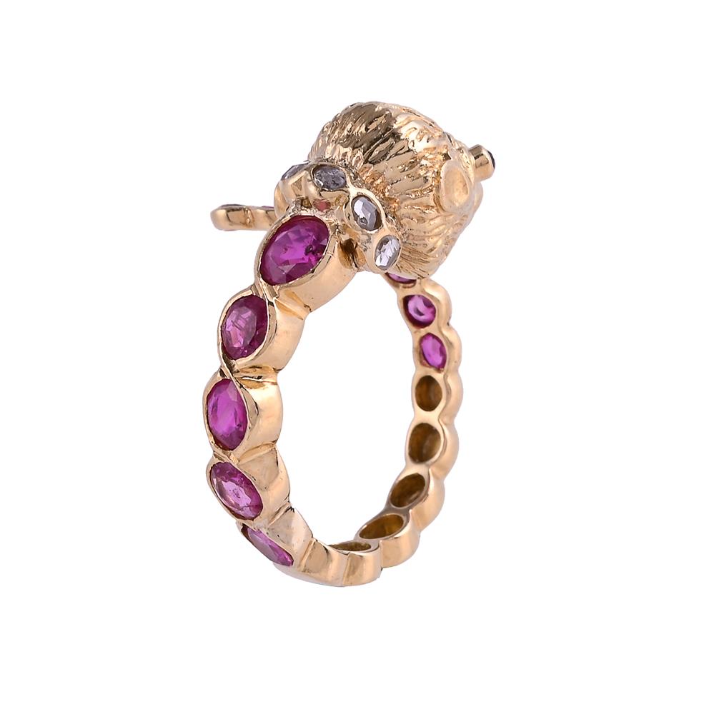 A RUBY AND DIAMOND LION RING - Image 3 of 3