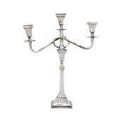 A SILVER THREE LIGHT CANDELABRA