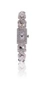 AN ART DECO DIAMOND COCKTAIL WATCH CIRCA 1930