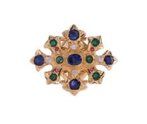 A MULTI GEM SET DRESS RING