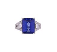 A TANZANITE AND DIAMOND DRESS RING