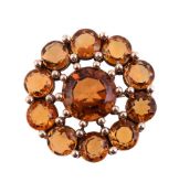 A MID 20TH CENTURY CITRINE CLUSTER BROOCH