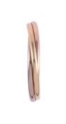 CARTIER, TRINITY, A THREE COLOUR BANGLE