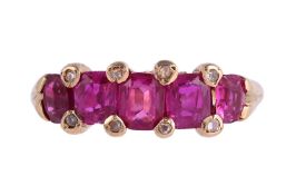 A FIVE STONE RUBY RING