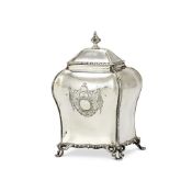A GEORGE III SILVER TEA CADDY