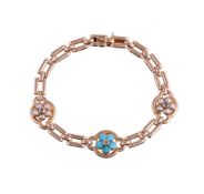 A LATE VICTORIAN DIAMOND, HALF PEARL AND TURQUOISE BRACELET CIRCA 1900