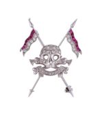 MILITARY INTEREST: A RUBY AND DIAMOND LANCERS REGIMENTAL BROOCH, CIRCA 1965