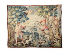 A FLEMISH PASTORAL HUNTING TAPESTRY, LATE 17TH CENTURY