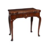 AN IRISH GEORGE II MAHOGANY FOLDING CARD TABLE, MID 18TH CENTURY