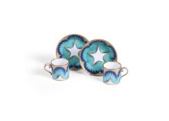 A PAIR OF SEVRES PORCELAIN COFFEE CANS AND SAUCERS, CIRCA 1765