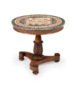 A CONTINENTAL MAHOGANY AND SPECIMEN MARBLE GUERIDON, 19TH CENTURY