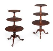 A COMPANION PAIR OF GEORGE III MAHOGANY DUMB WAITERS, THIRD QUARTER 18TH CENTURY