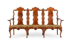 A WALNUT CHAIR BACK SETTEE, MID 18TH CENTURY